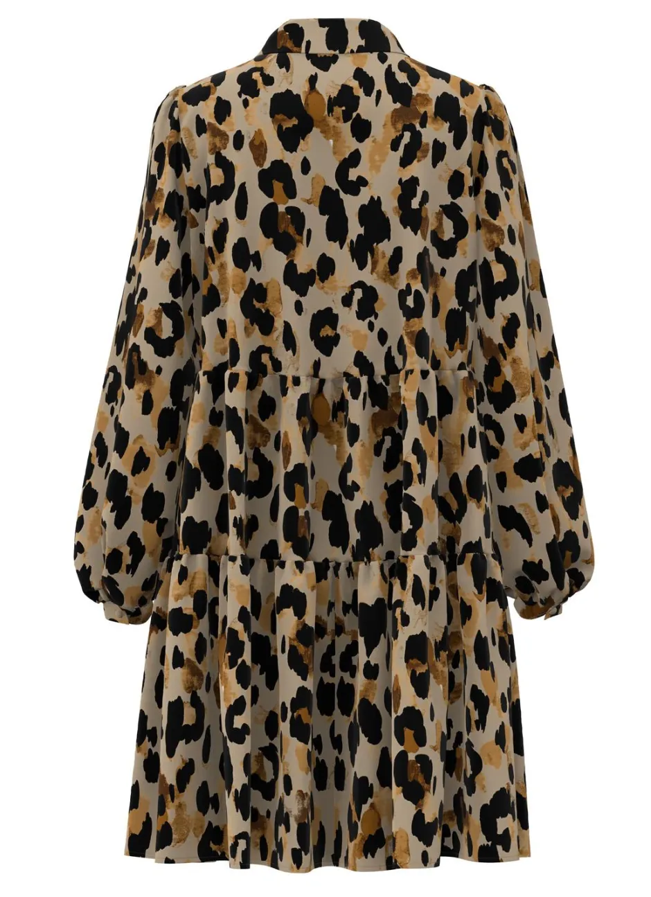 Naisten PaitaMekko, YASALIRA LS SHIRT DRESS NOOS Ruskea Kuosi>Y.A.S New